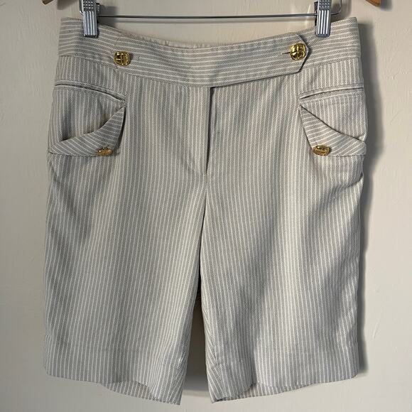 Etcetera Pinstripe Shorts Gold Buttons Size 8 - Picture 1 of 6
